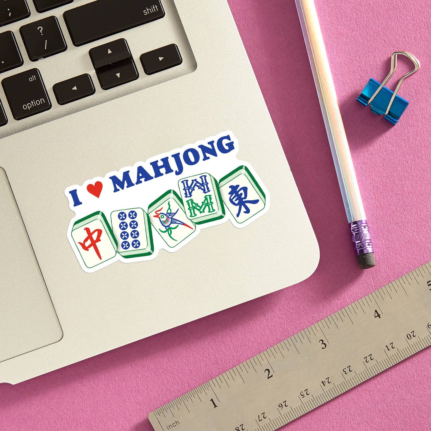 I Heart Mahjong Die Cut Sticker