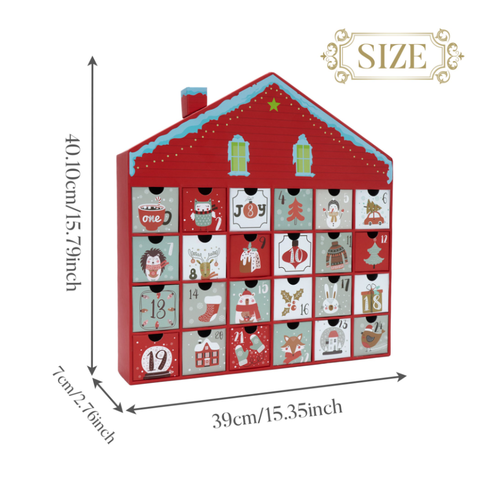 Christmas Advent Calendar House, 24 Drawer Countdown
