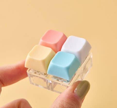 Pastel Tetris LED Clicker Keychain with light