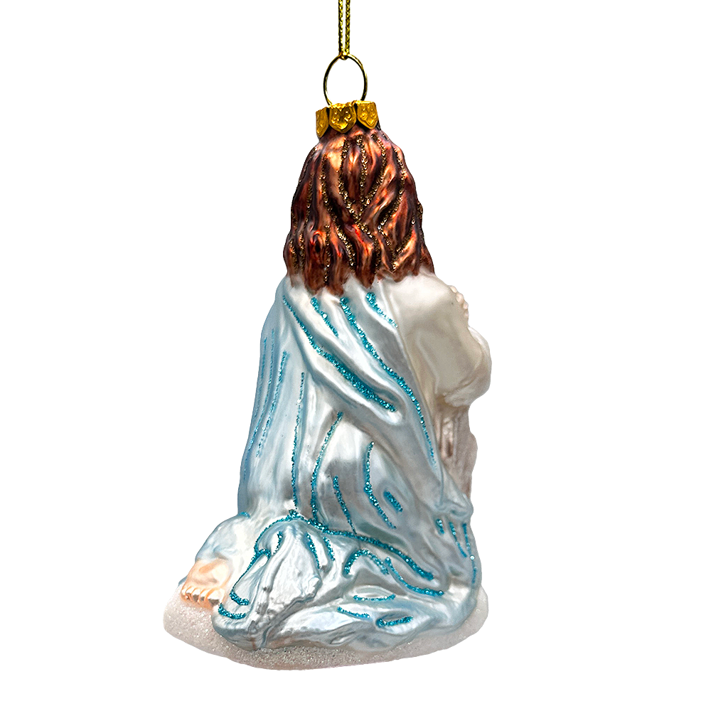 Praying Jesus Handcrafted Glass Christmas Ornament, Religious Christian Tree Decoration