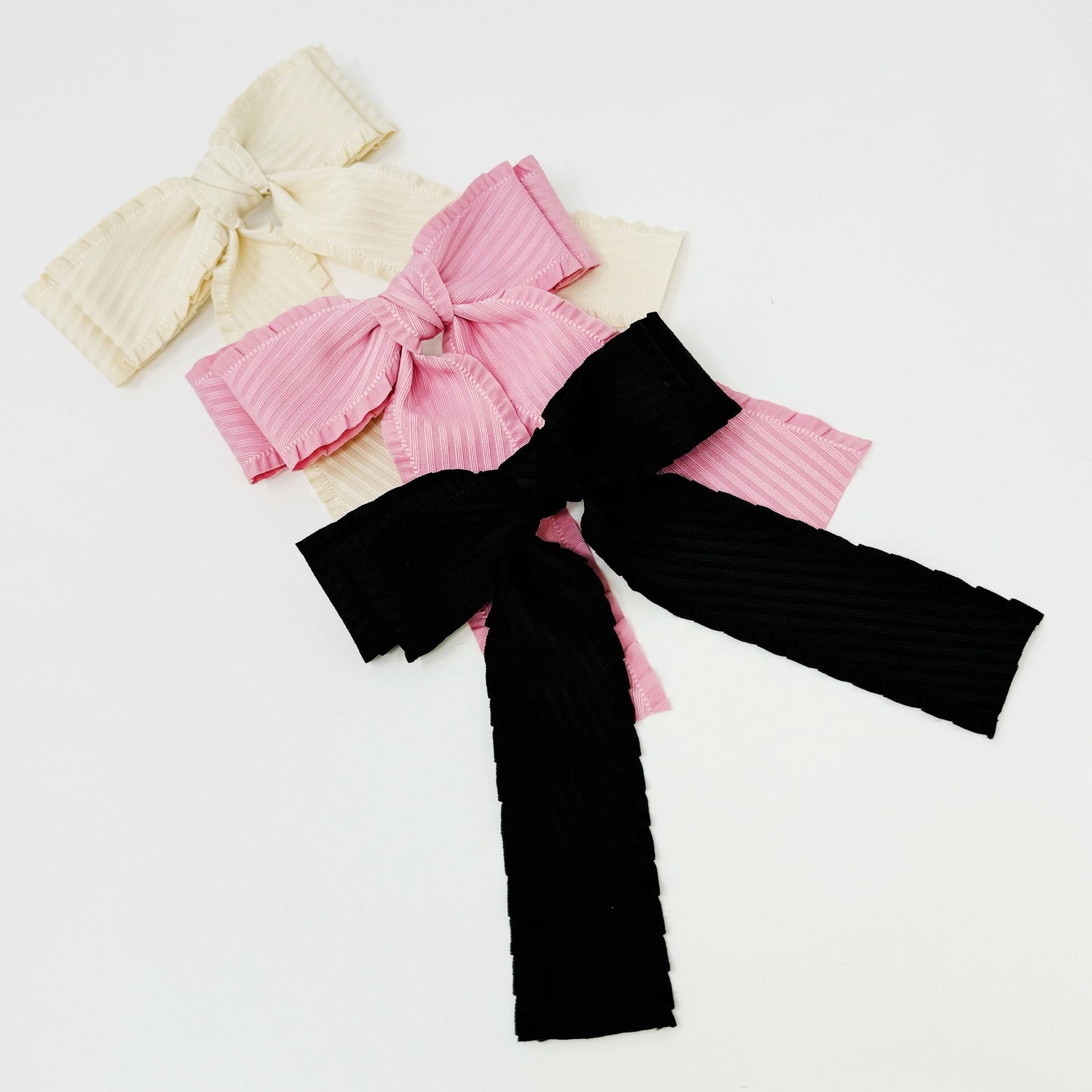 Ellison+Young - Frilled and Textured Doubled Bow Hair Clip