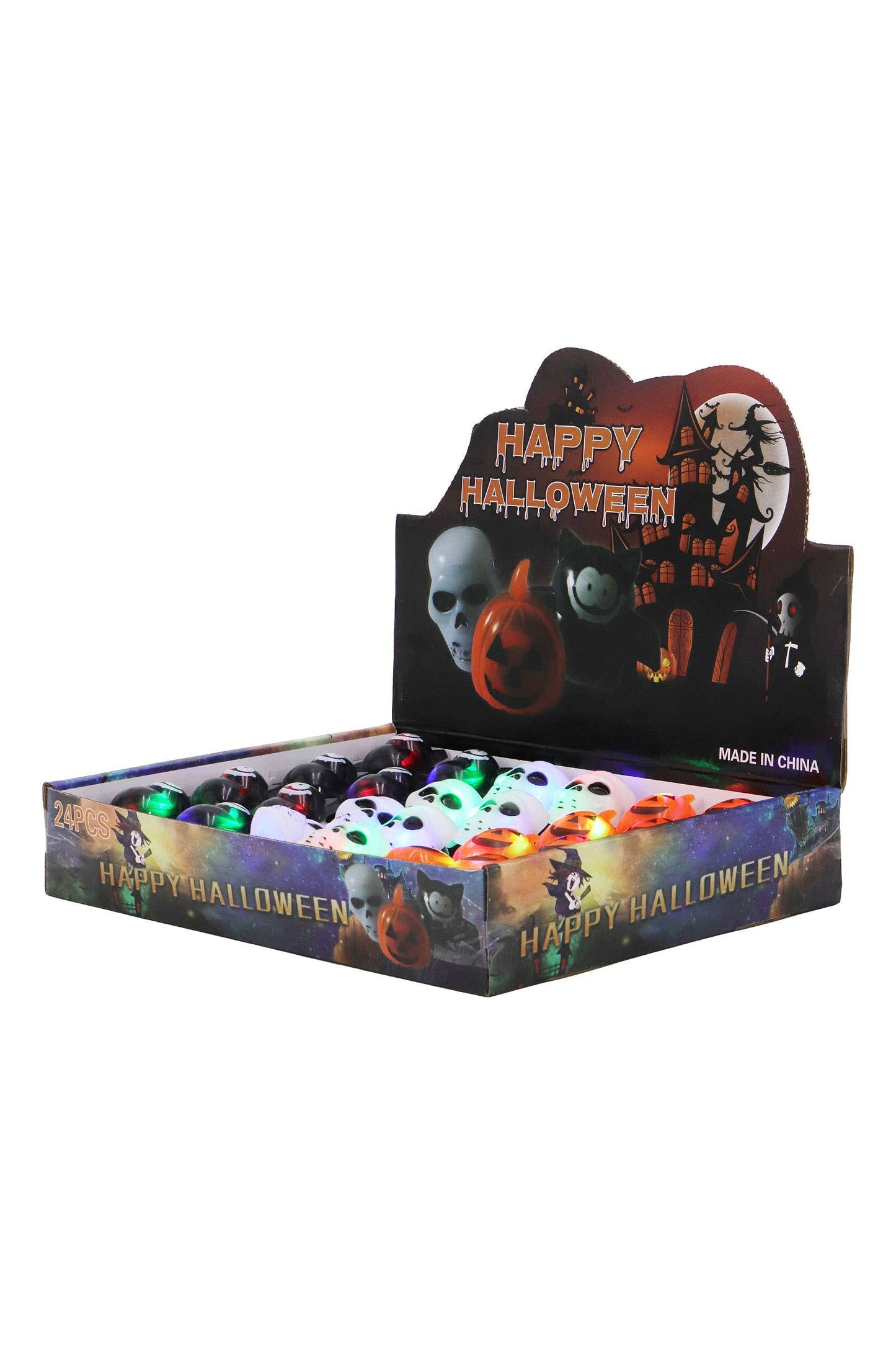 Halloween Ornament Led Light-up Ring - 24 Pcs
