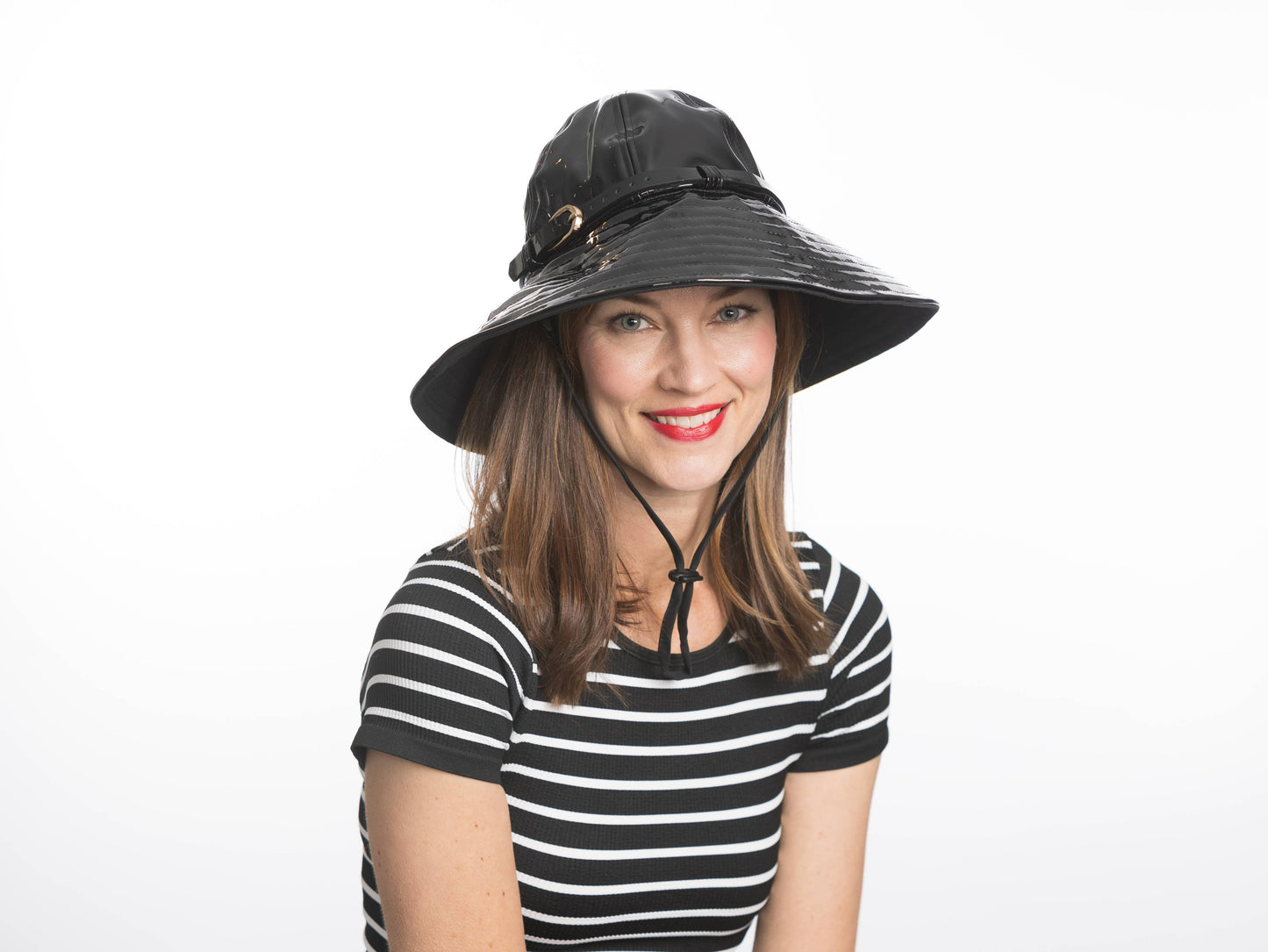 Black Patent Waterproof Rain Hat