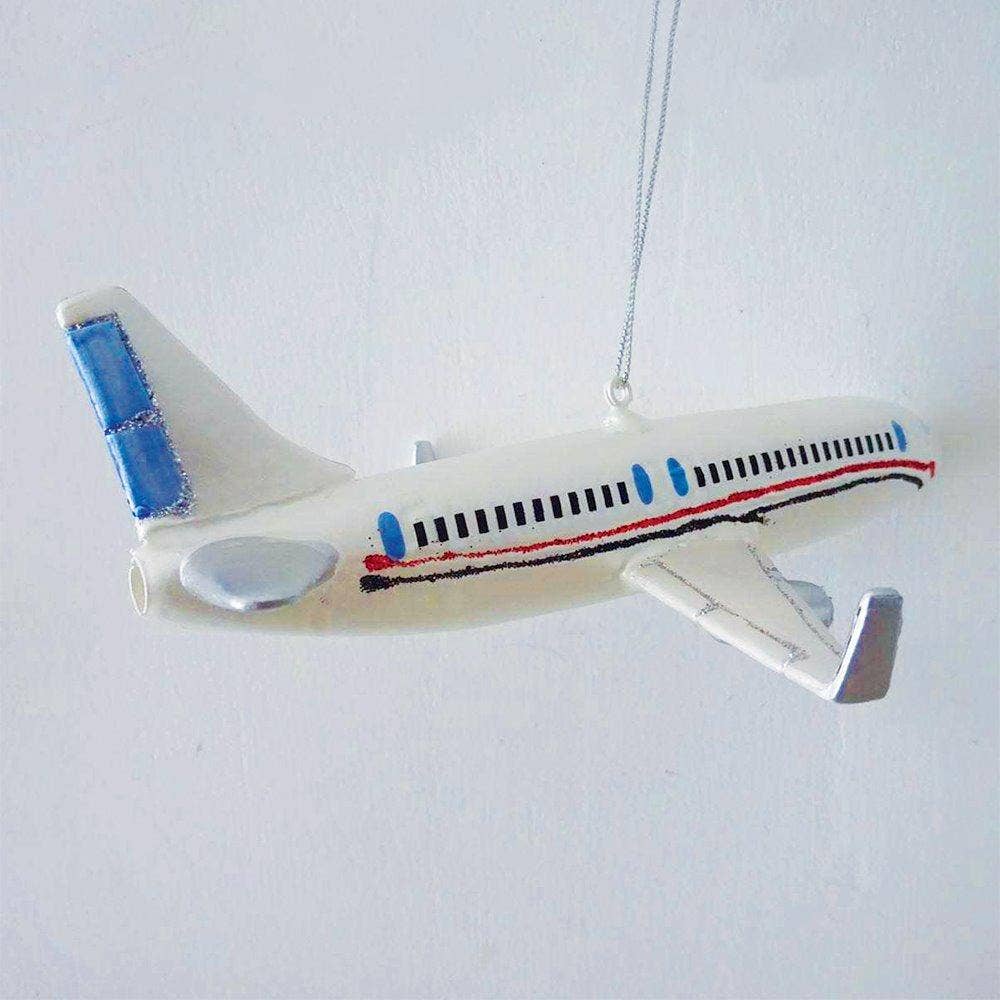 Airplane Glass Christmas Ornament