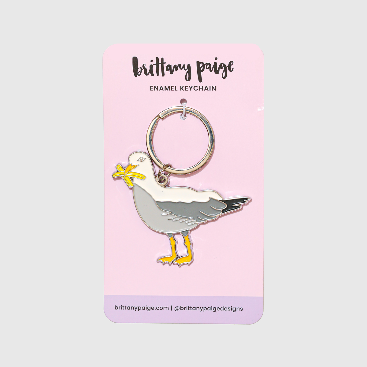 Seagull With Fries Enamel Keychain Bag Charm