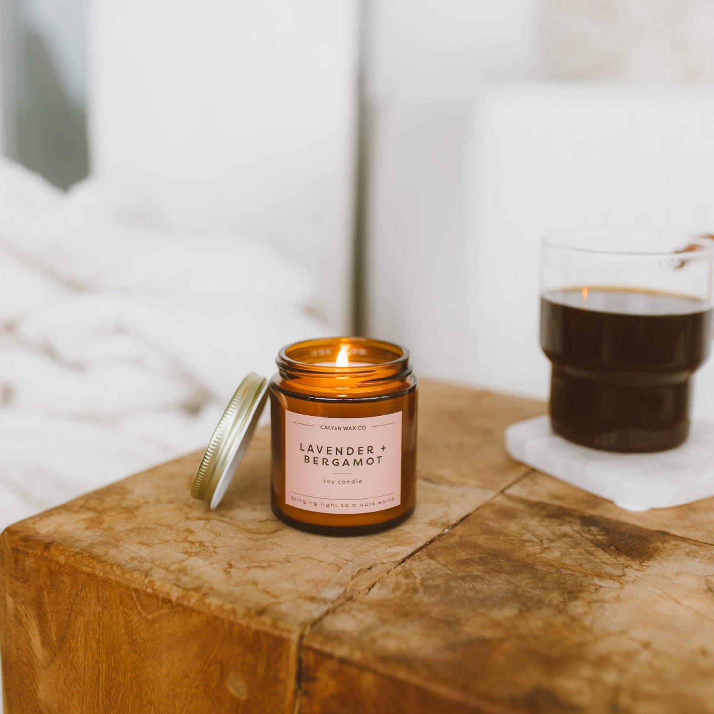 Lavender + Bergamot - Mini Amber Jar Soy Candle