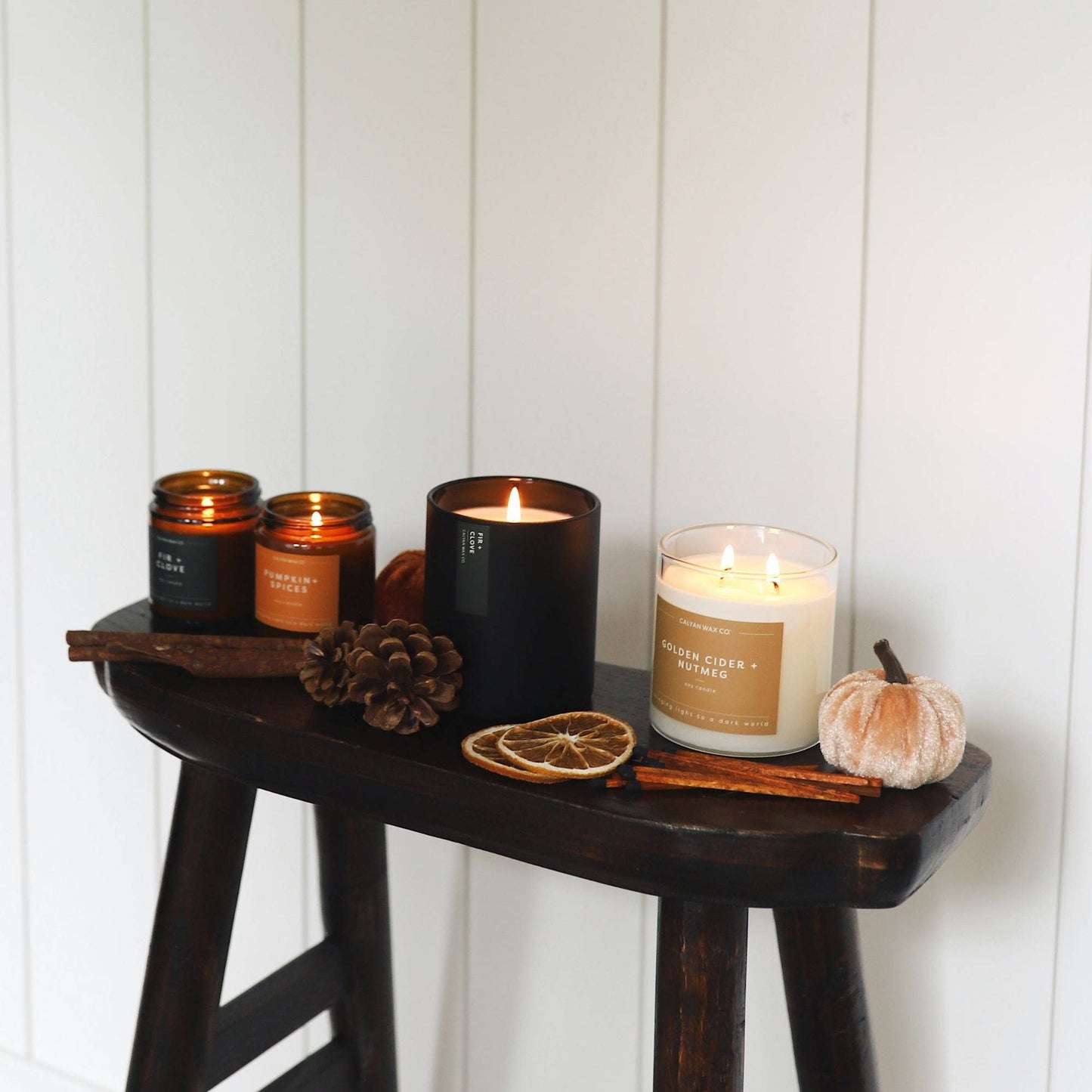 Golden Cider + Nutmeg - Clear Glass Tumbler Soy Candle
