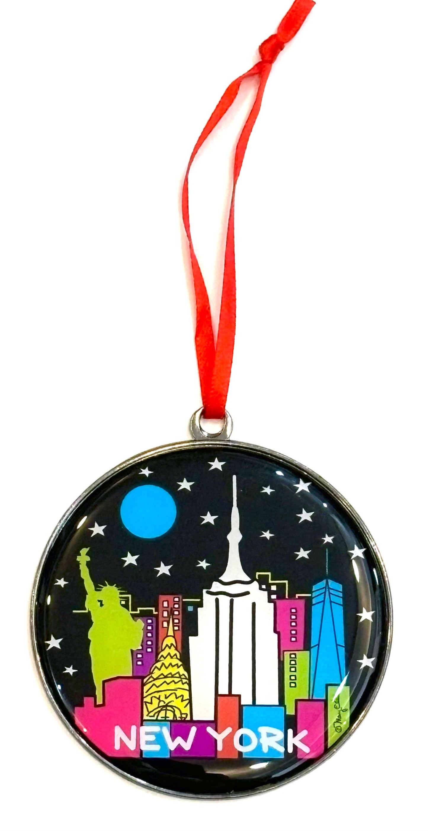 New York Christmas Holiday Dome Ornament Night Skyline
