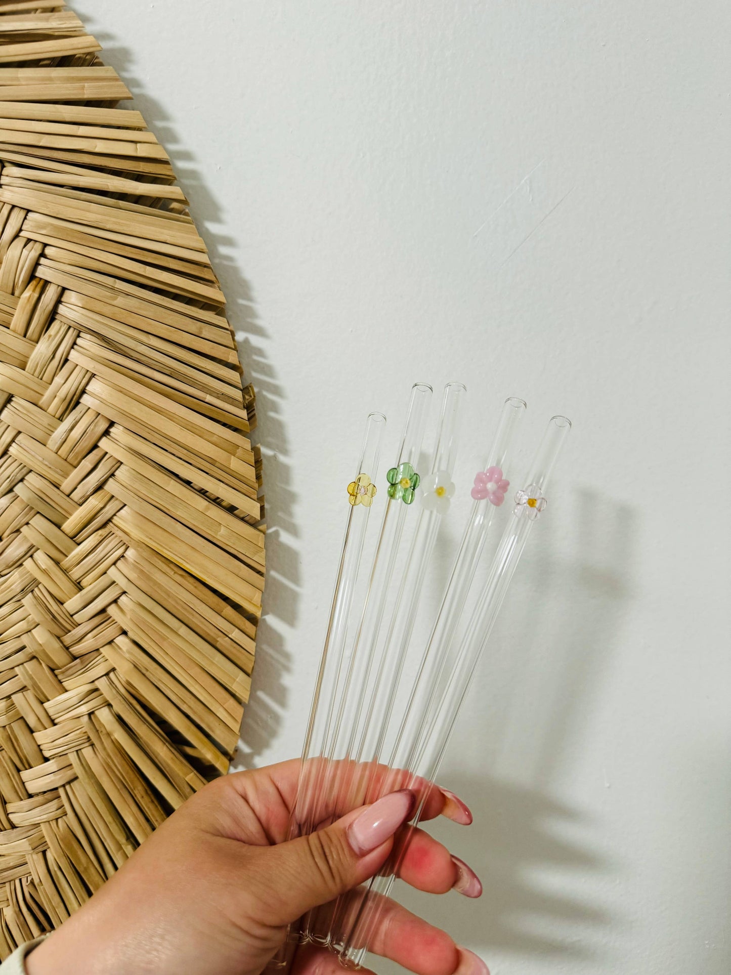 KuriArt Designs - Flower Glass Straws | Reusable Glass Straws