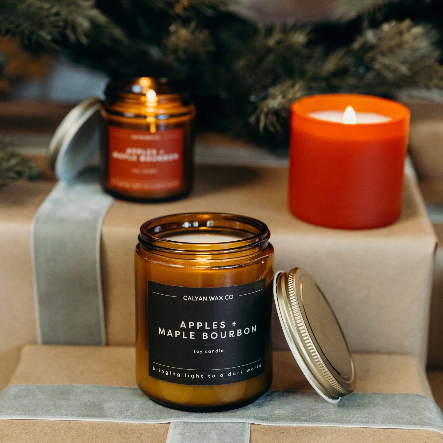 Apples + Maple Bourbon - Amber Jar Soy Candle