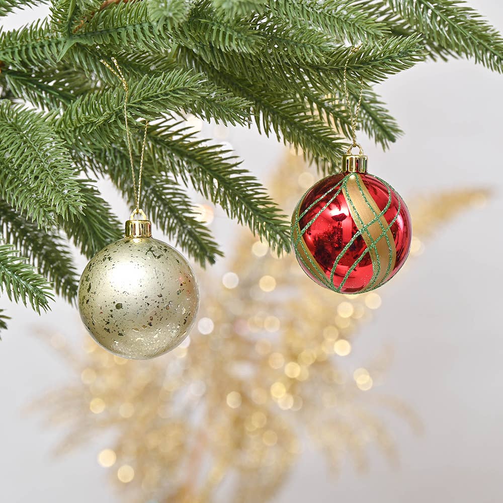 Refined Ornament Bauble Set, 24 Piece Red, Gold, and Green
