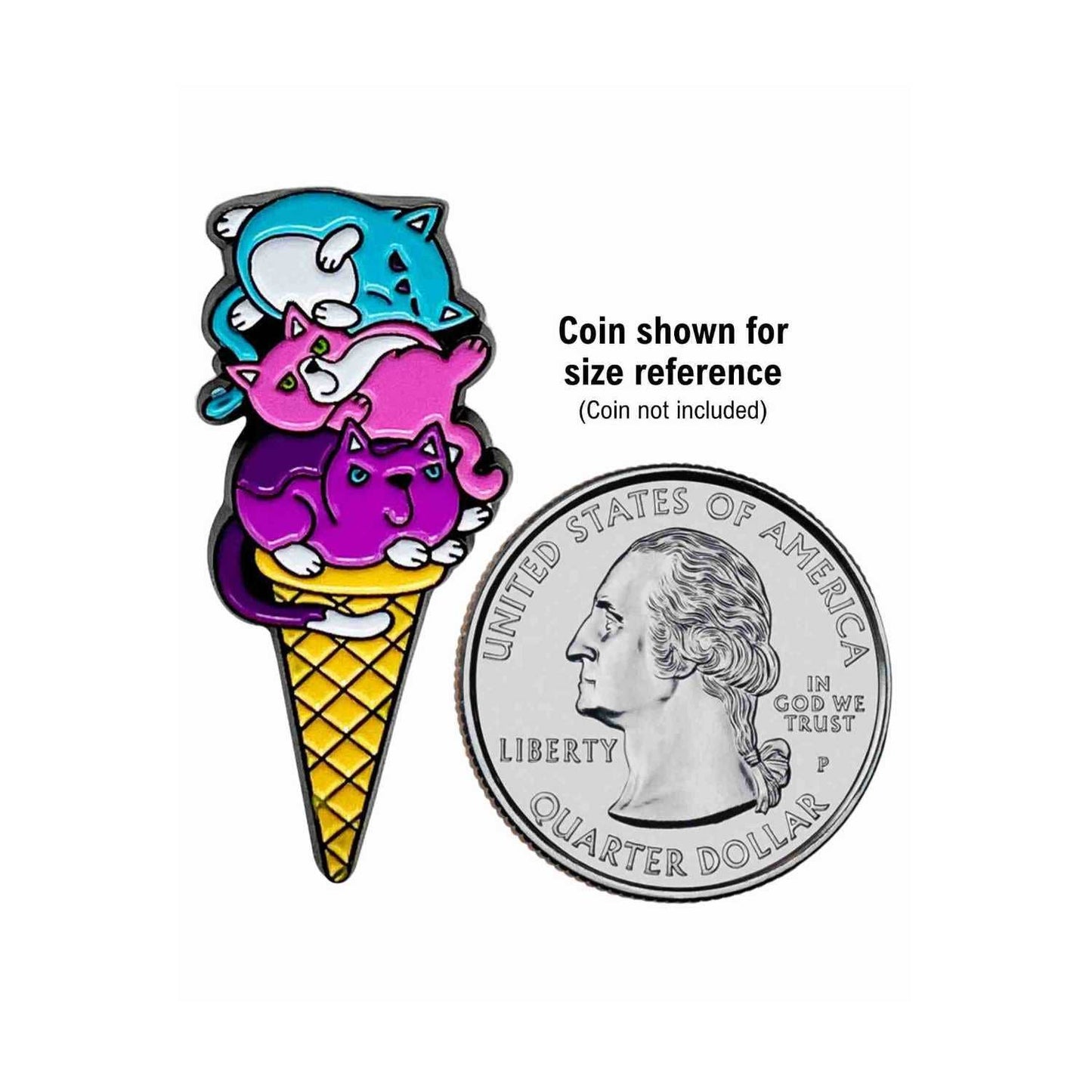 Ice Cream Cats Enamel Pin with Metal Frame