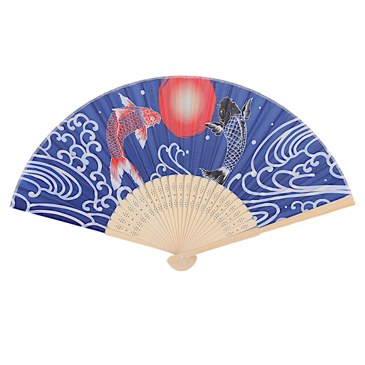 Japanese Koi Waves Design Paper Folding Fan (50/300)