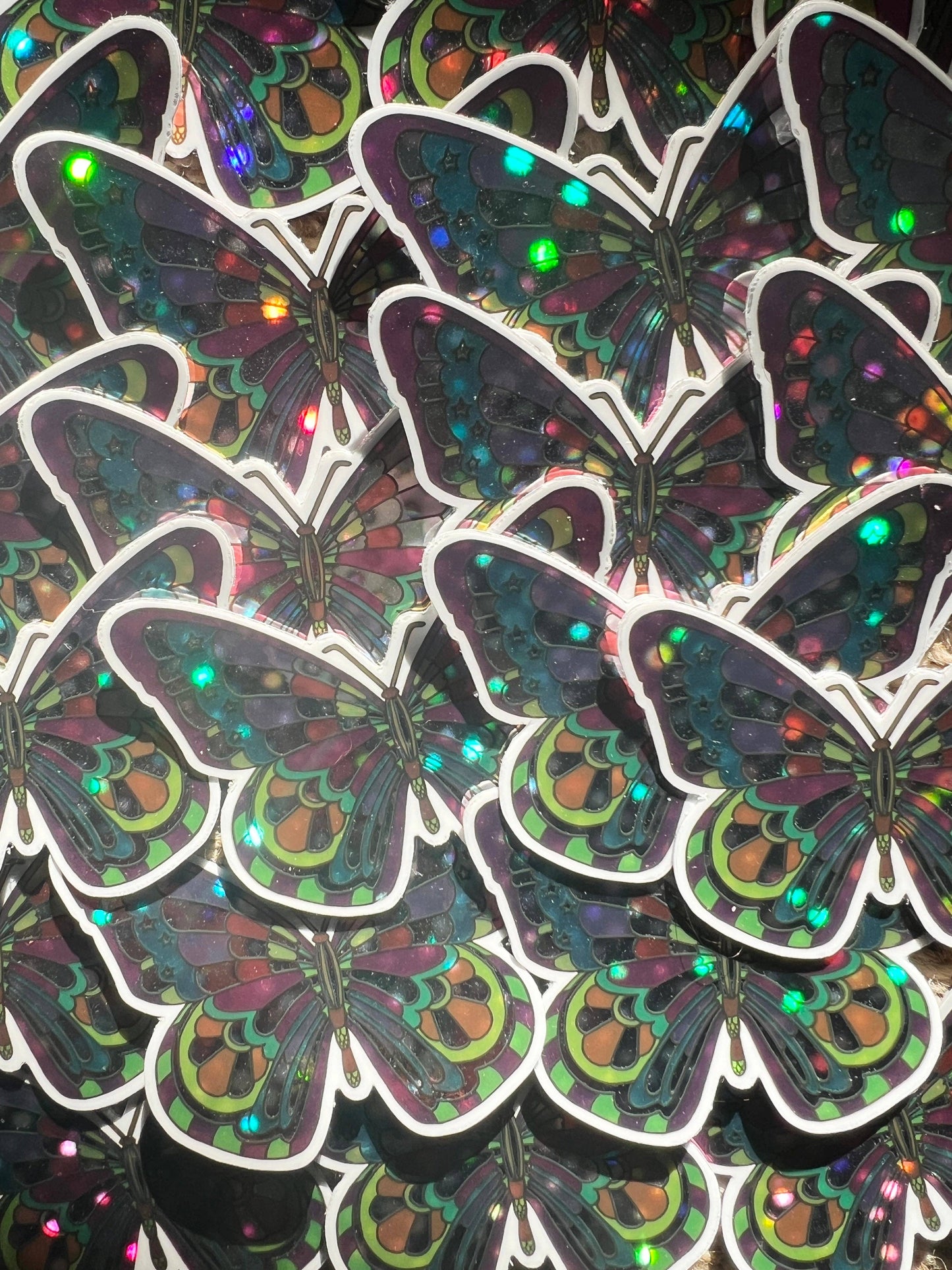 Butterfly Hologram Shimmer STICKER 4 x 3 Inch