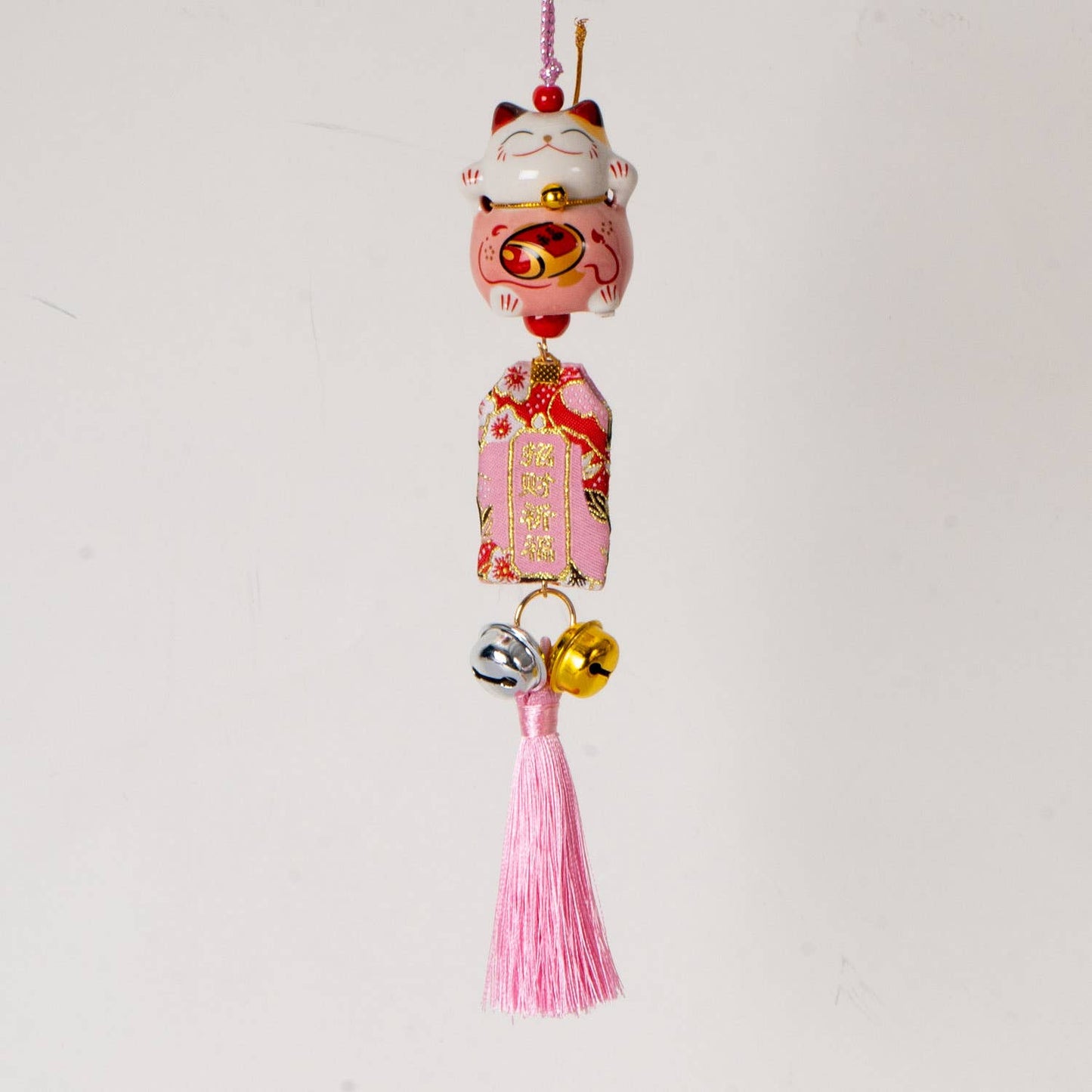 13 Inch Length Maneki Neo Lucky Cat Hanging Charm (12/120)