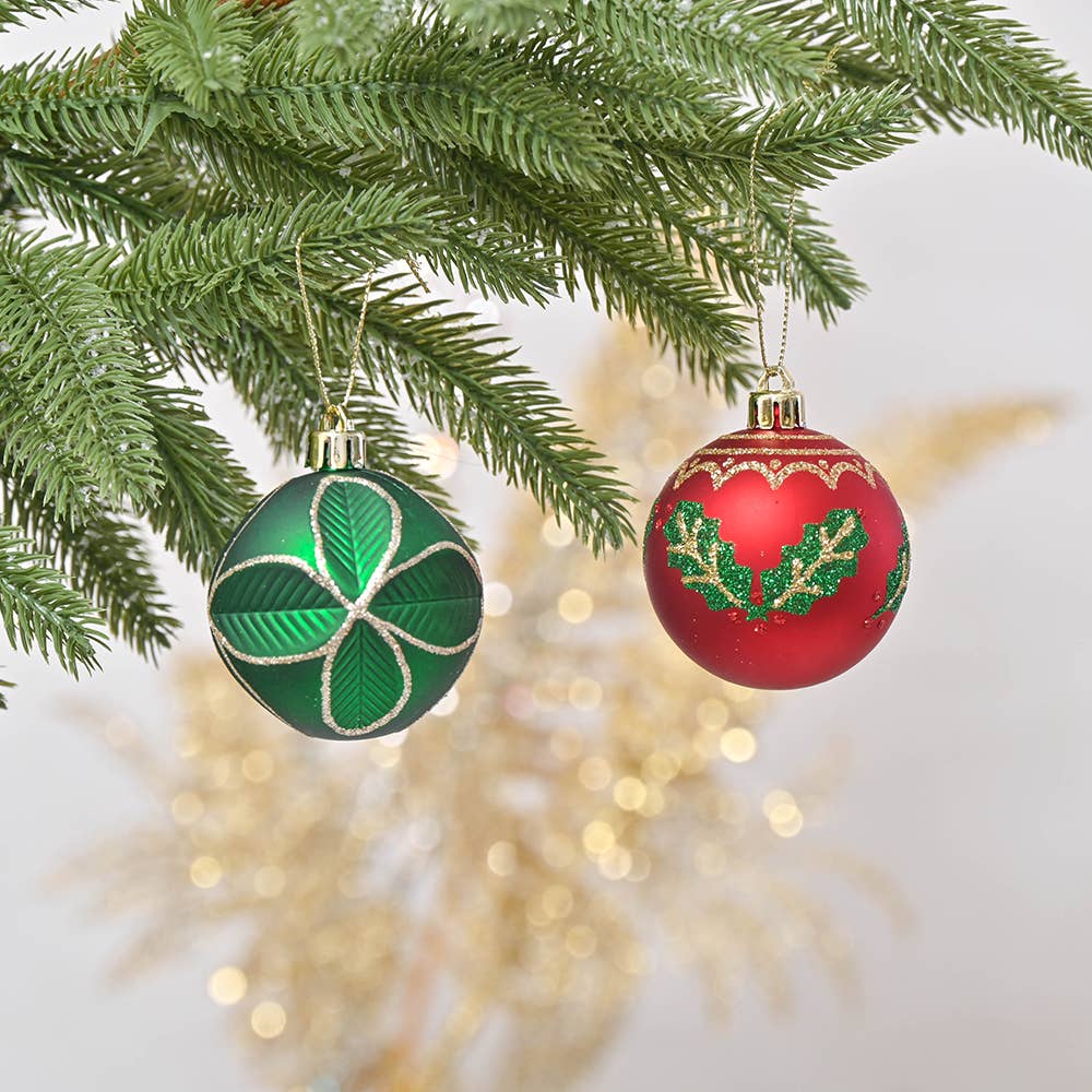 Refined Ornament Bauble Set, 24 Piece Red, Gold, and Green