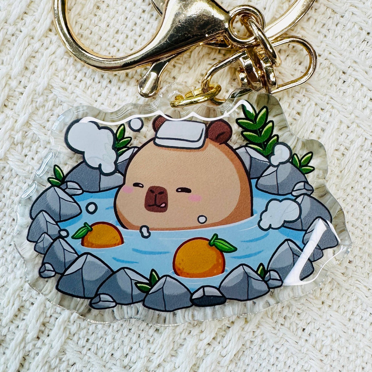 CapyFun - Capybara Acrylic Keychain Cute Kawaii Dumpling Boba Tea Coffee Ice Cream Reading Orange Ramen Foodie Hot Pot Holiday Gift For Her