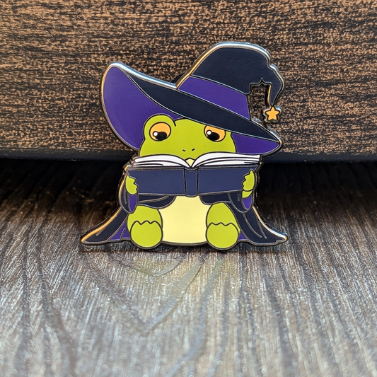 Mimic Gaming Co - Wizard Frog Reading Book Hard Enamel Pin -1.5"
