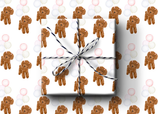 Poodle With Birthday Balloons Wrapping Paper