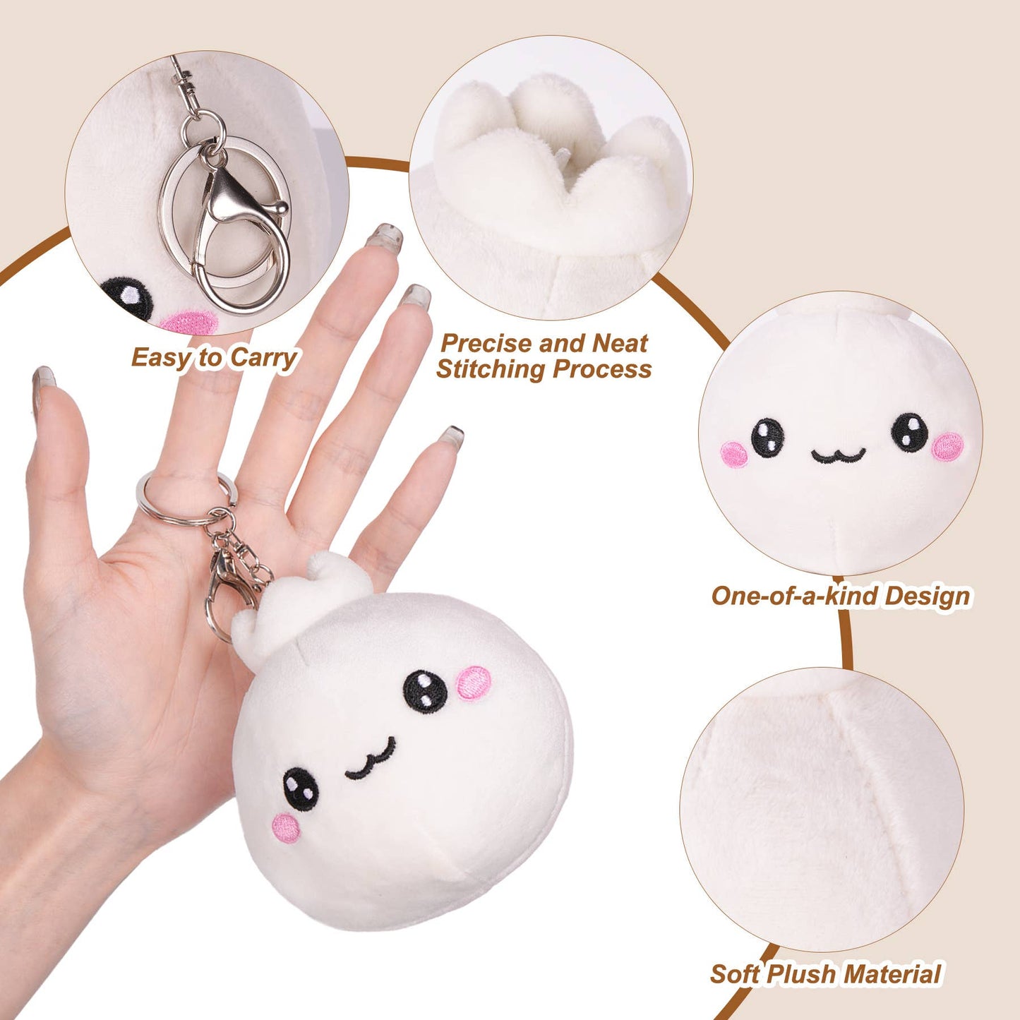 CapyFun - Dumpling Bao Dim Sum Plush Keychain Gift Stocking Stuffer
