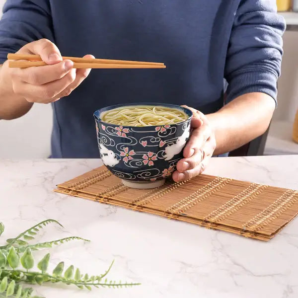 Urban Tokyo - Cherry Blossom Design 18oz 5.25"D Bowl With Chopsticks Set