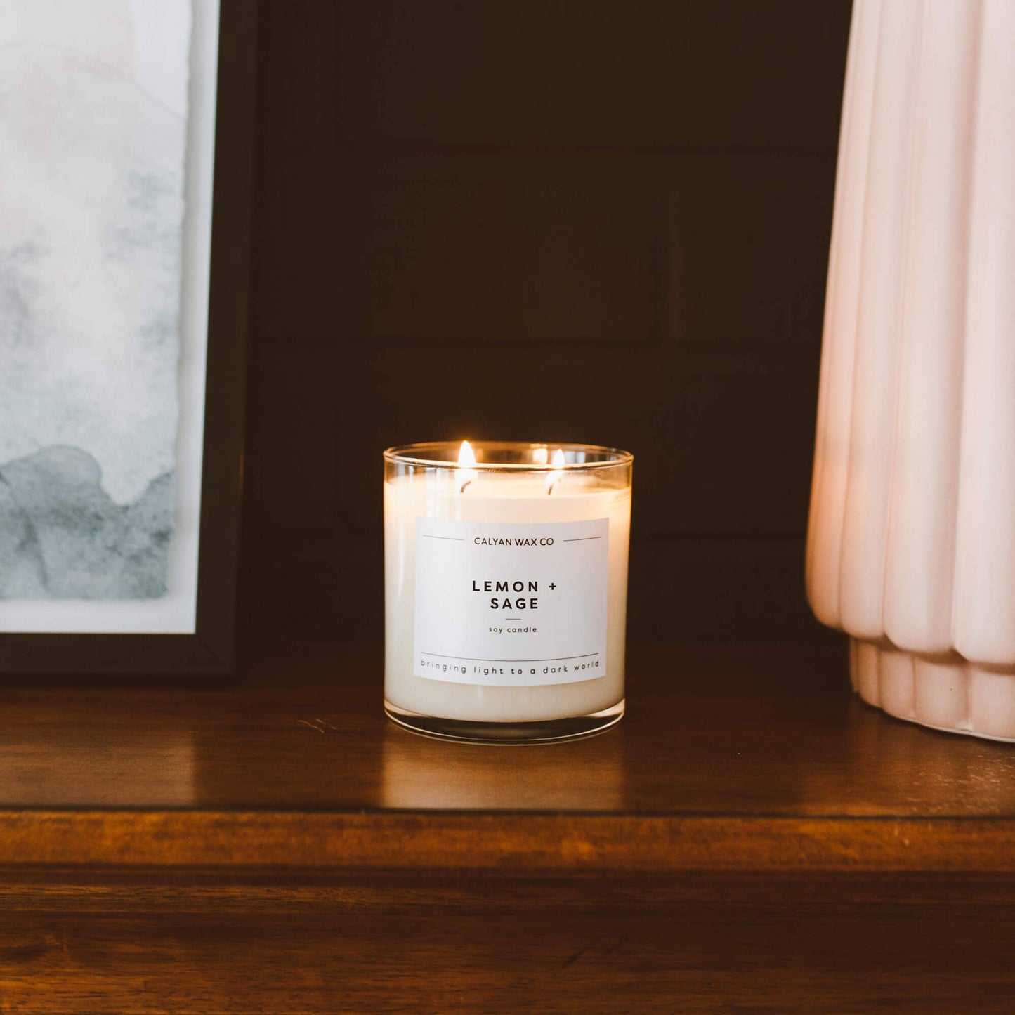 Lemon + Sage - Glass Tumbler Soy Candle