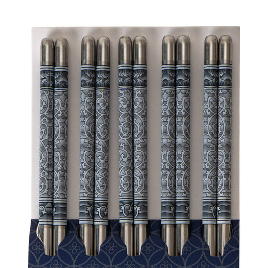 Urban Tokyo - 5 Piece Motif Pattern Design Chopsticks Set Stainless Steel (10/200)