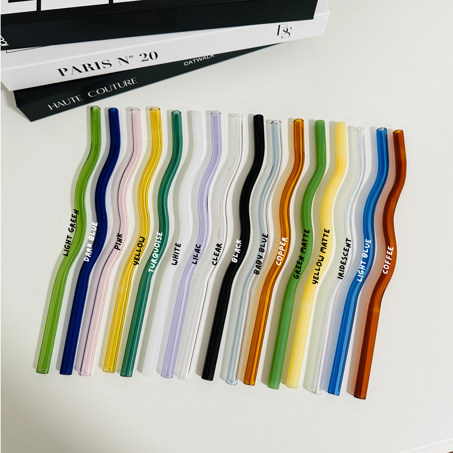 KuriArt Designs - Wavy Reusable Glass Straws