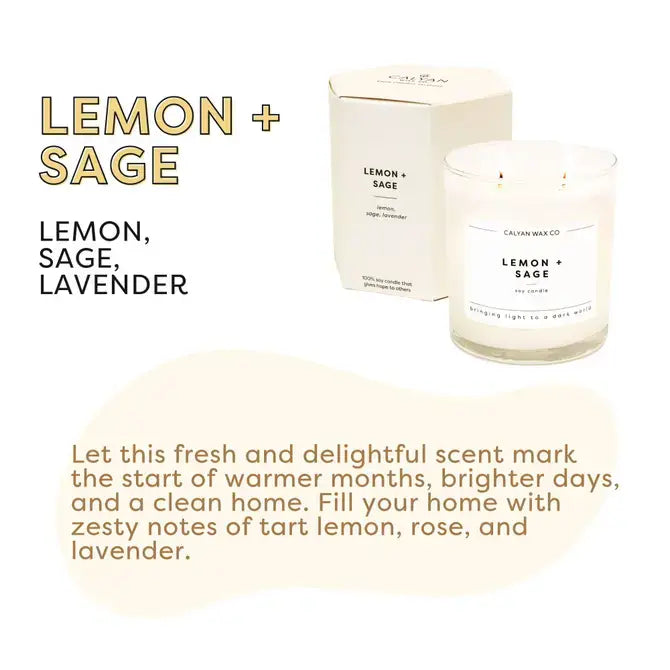 Lemon + Sage - Glass Tumbler Soy Candle