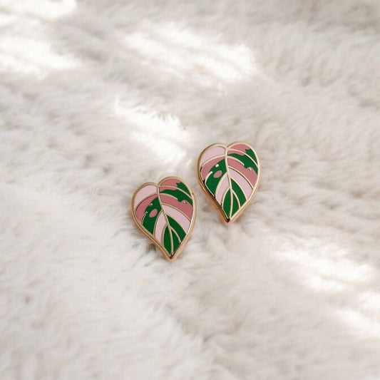 Pink Princess Philodendron Earrings