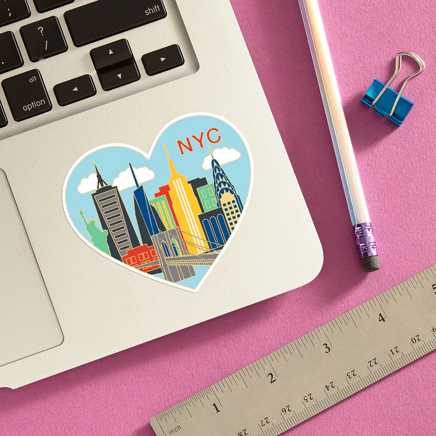 New York City Skyline Heart NYC Die Cut Sticker