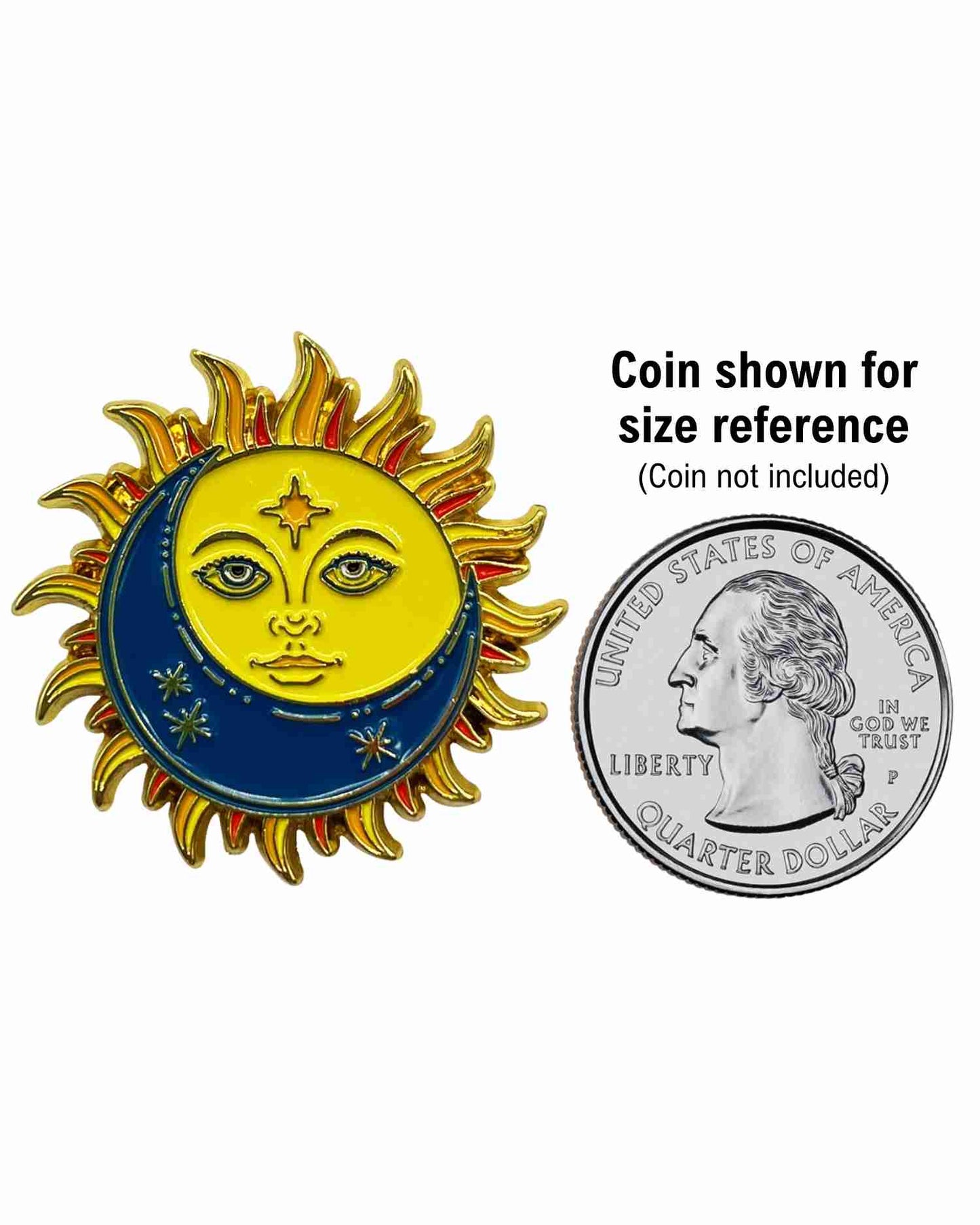 Fabdaz - Celestial Sun-Moon Enamel Pin with Metal Frame
