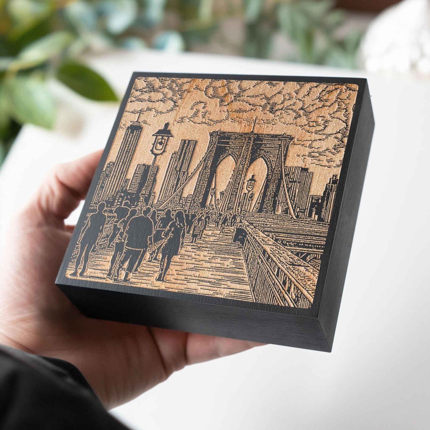 Life on the Brooklyn Bridge Engraved Illustration