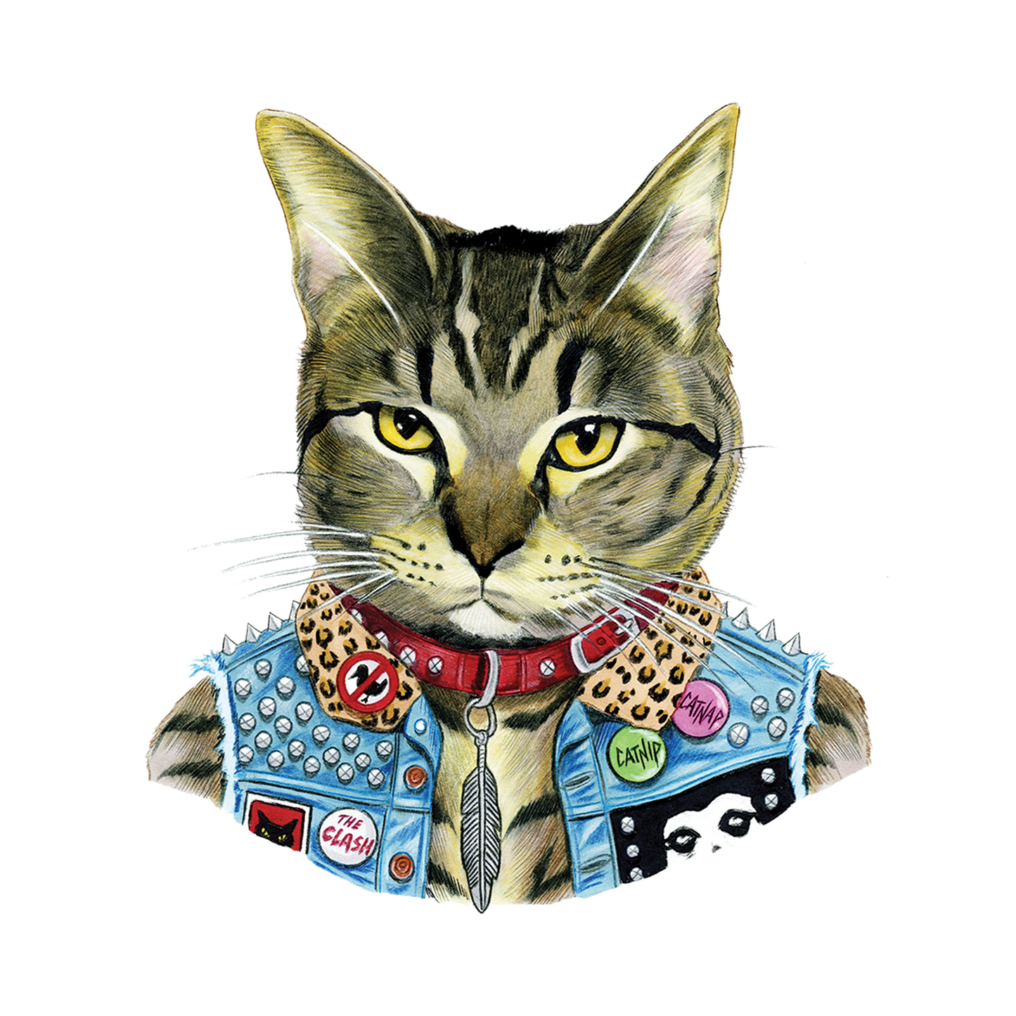 Punk Cat Tattoo Pair