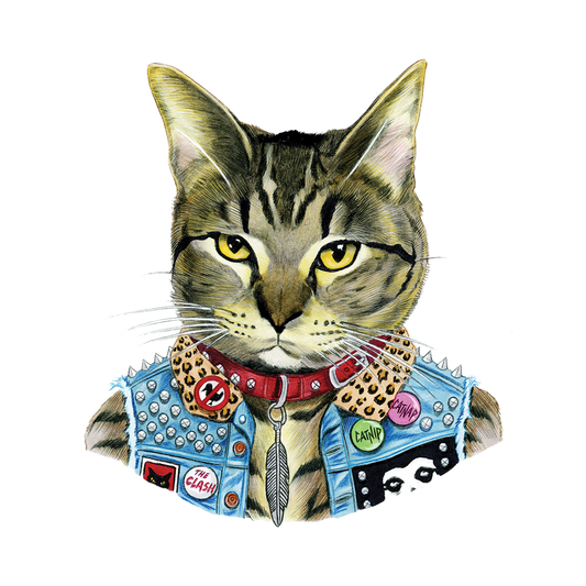 Punk Cat Tattoo Pair