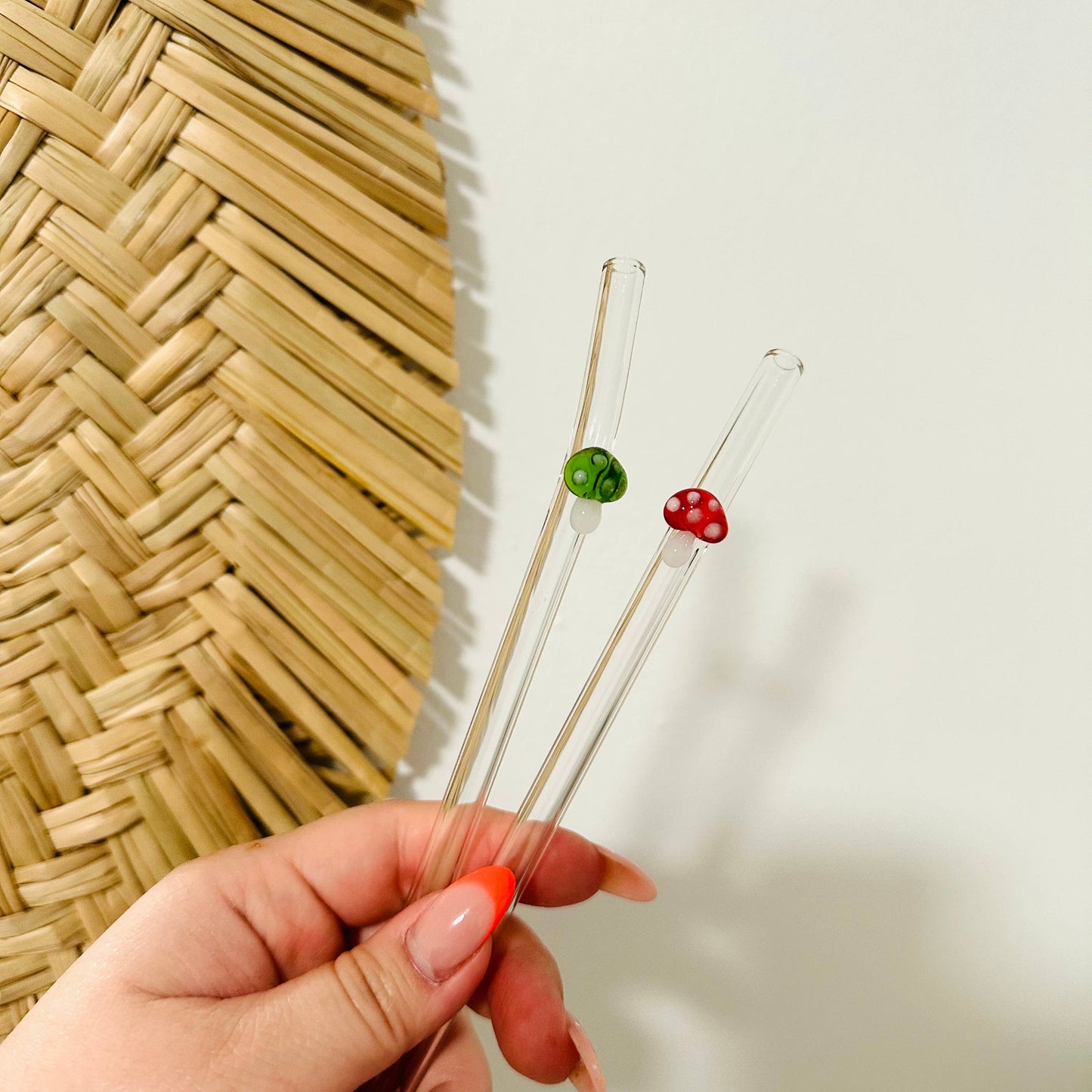 KuriArt Designs - Mushroom Glass Straws | Reusable Glass Straws