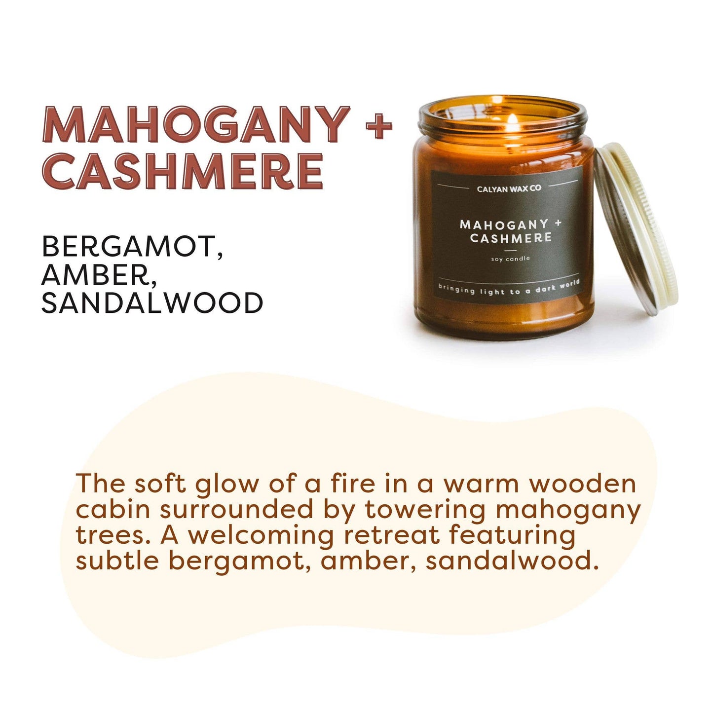 Mahogany + Cashmere - Amber Jar Soy Candle