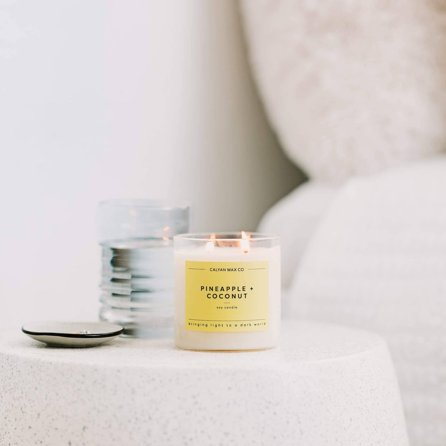 Calyan Wax Co. - Pineapple + Coconut - Clear Glass Tumbler Soy Candle