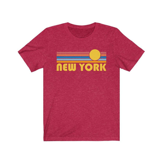 Hey Mountains - New York, New York T-Shirt - Retro Sunrise Adult Unisex New York T Shirt