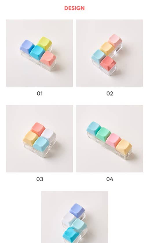 Pastel Tetris LED Clicker Keychain with light