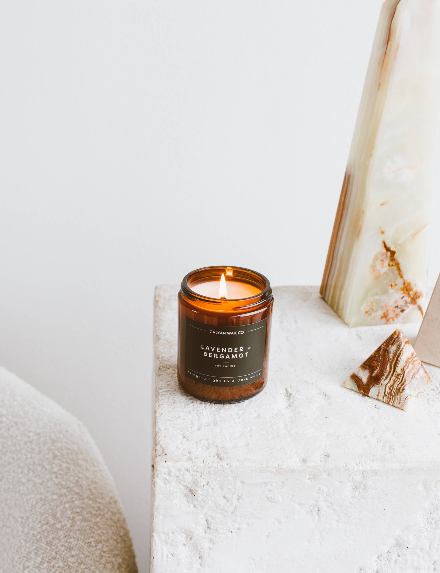 Lavender + Bergamot - Amber Jar Soy Candle