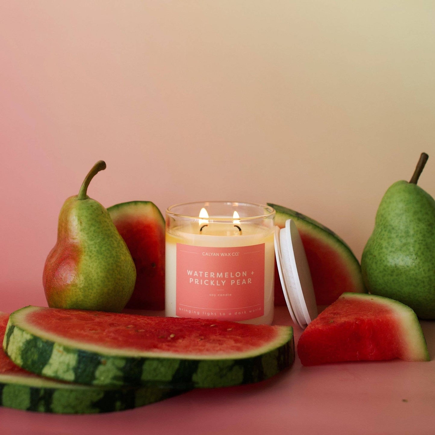 Calyan Wax Co. - Watermelon + Prickly Pear - Clear Glass Tumbler Soy Candle