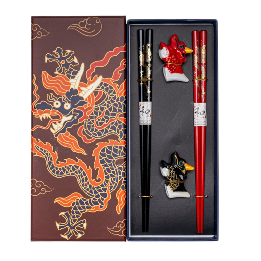 Urban Tokyo - Oriental Dragon 2 Pair Chopsticks and Chopsticks Rests Gift Set (1/80)