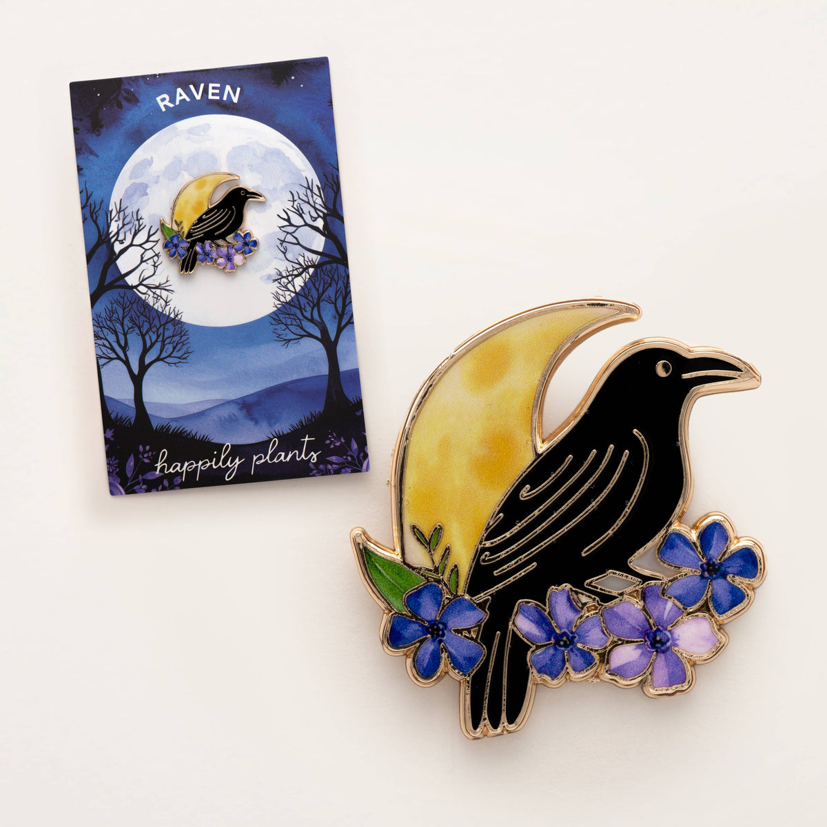 Black Raven Pin, Goth Gifts, Edgar Allan Poe, Halloween