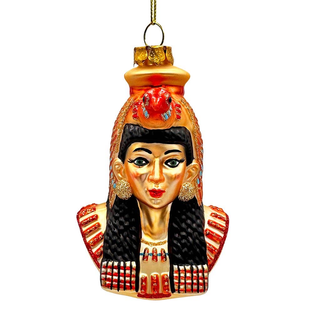 Majestic Cleopatra Glass Ornament, Egyptian Holiday Unique
