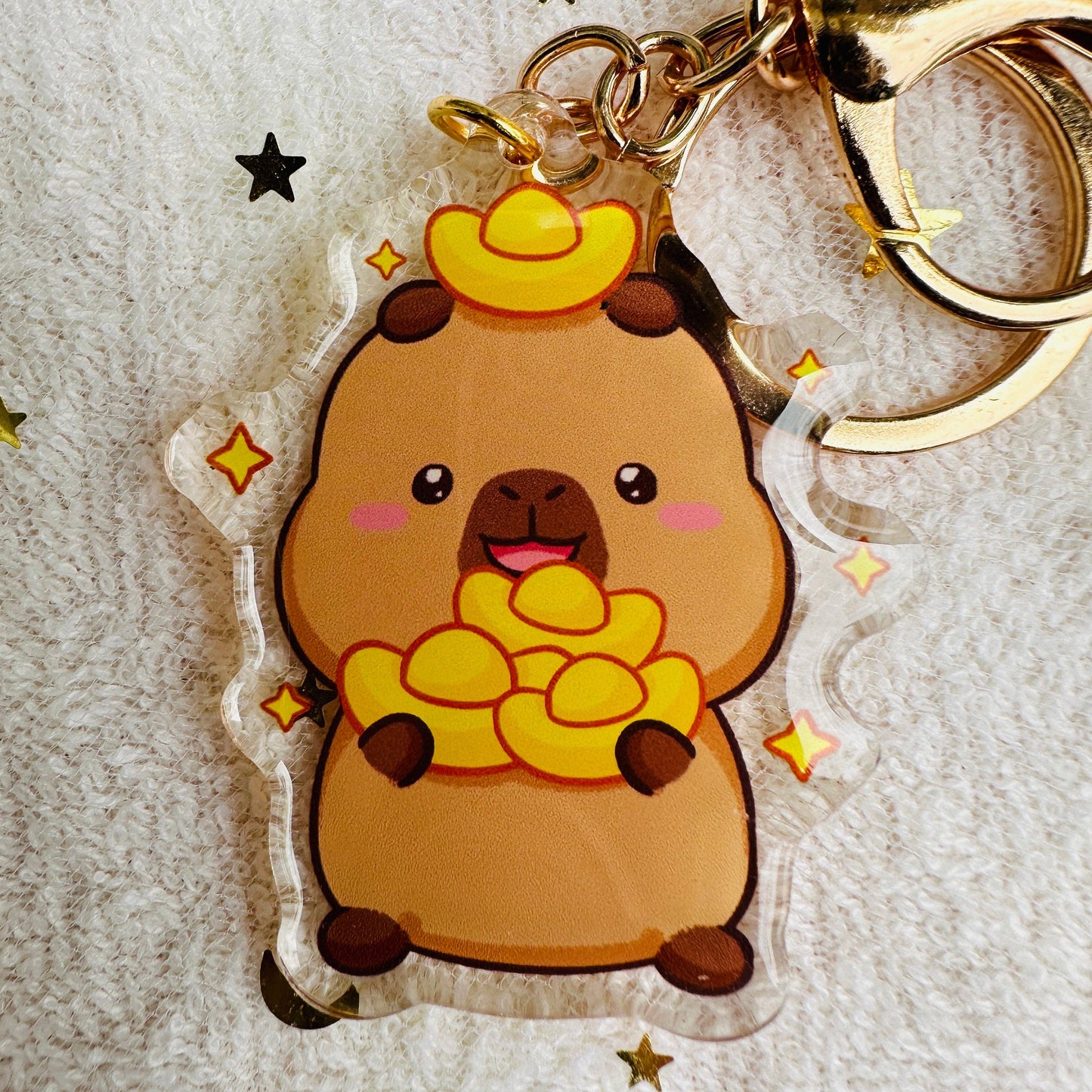 CapyFun - Capybara Acrylic Keychain Cute Kawaii Dumpling Boba Tea Coffee Ice Cream Reading Orange Ramen Foodie Hot Pot Holiday Gift For Her