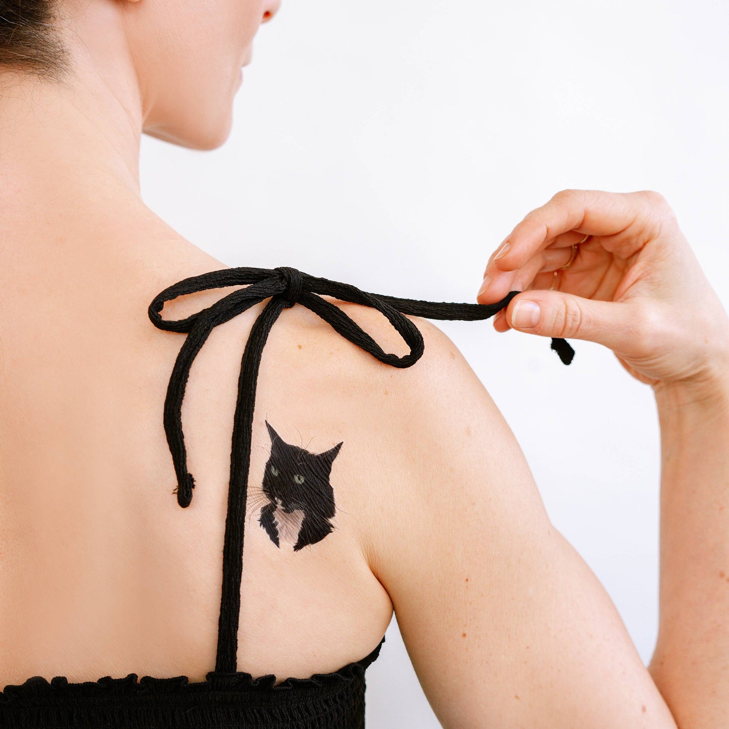 B/W Fancy Cat Tattoo Pair