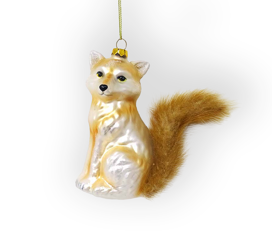 Woodland Fox Glass Christmas Ornament