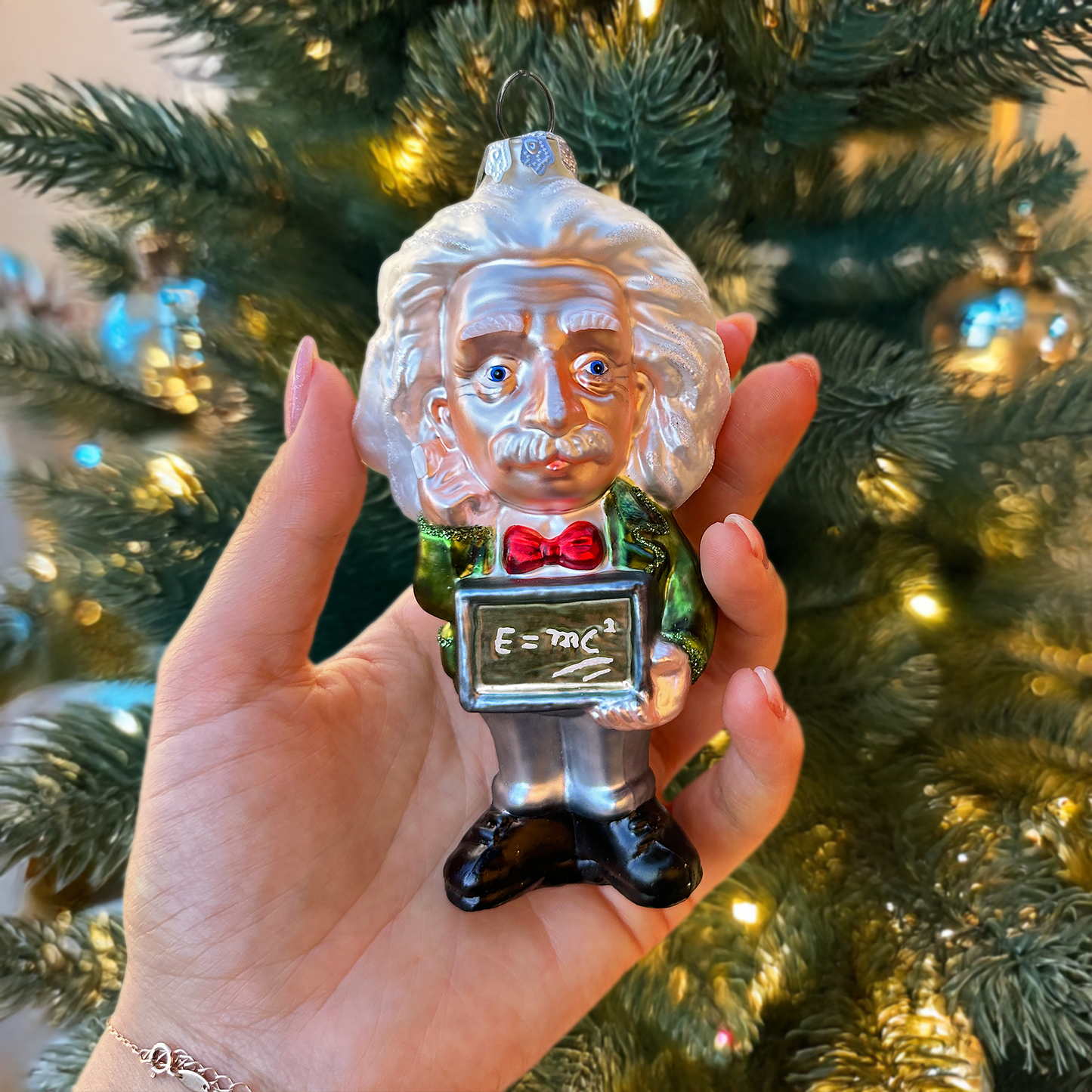 Albert Einstein Handcrafted Glass Ornament