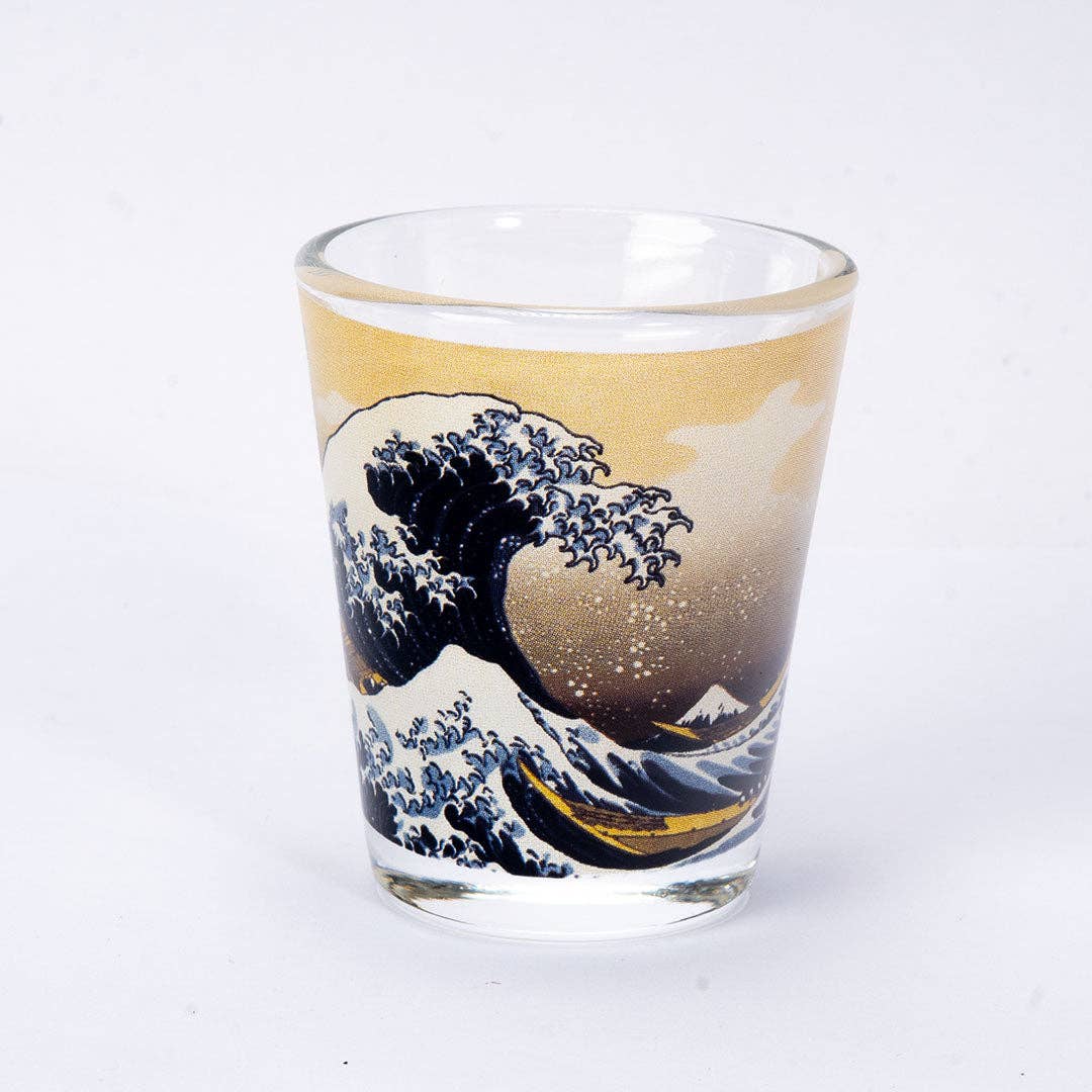 2oz 3"H Glass Sake Cup Shot Great Wave JP (1/100)